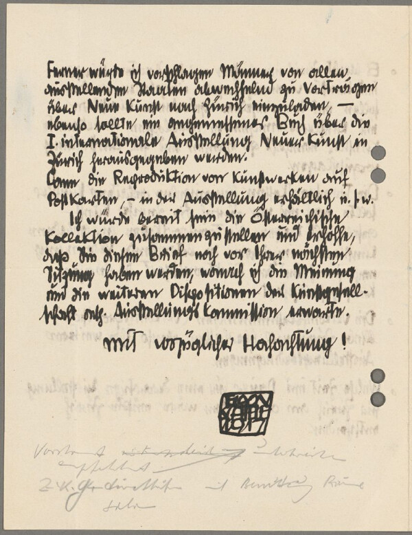 Brief von Egon Schiele an Wilhelm Wartmann Bild 4