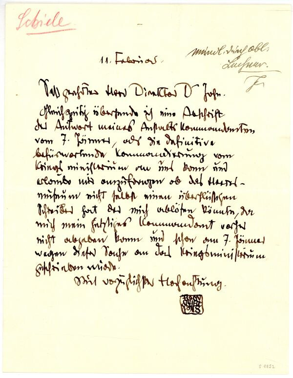 Brief von Egon Schiele an Wilhelm John 