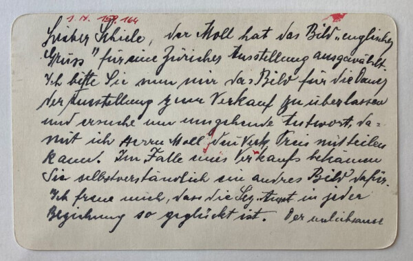 Brief von Felix Albrecht Harta an Egon Schiele 