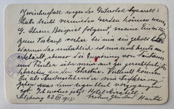 Brief von Felix Albrecht Harta an Egon Schiele Bild 2