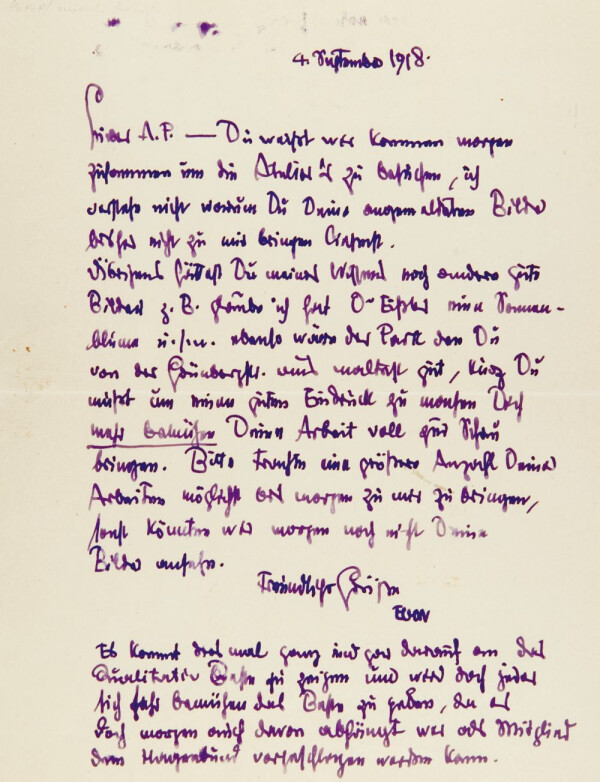 Brief von Egon Schiele an Anton Peschka 