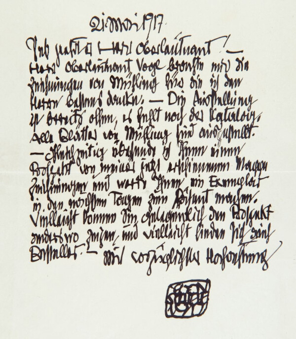 Brief von Egon Schiele an Gustav Herrmann 