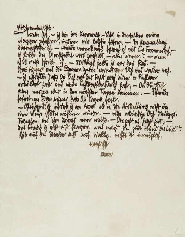 Brief von Egon Schiele an Edith Schiele 