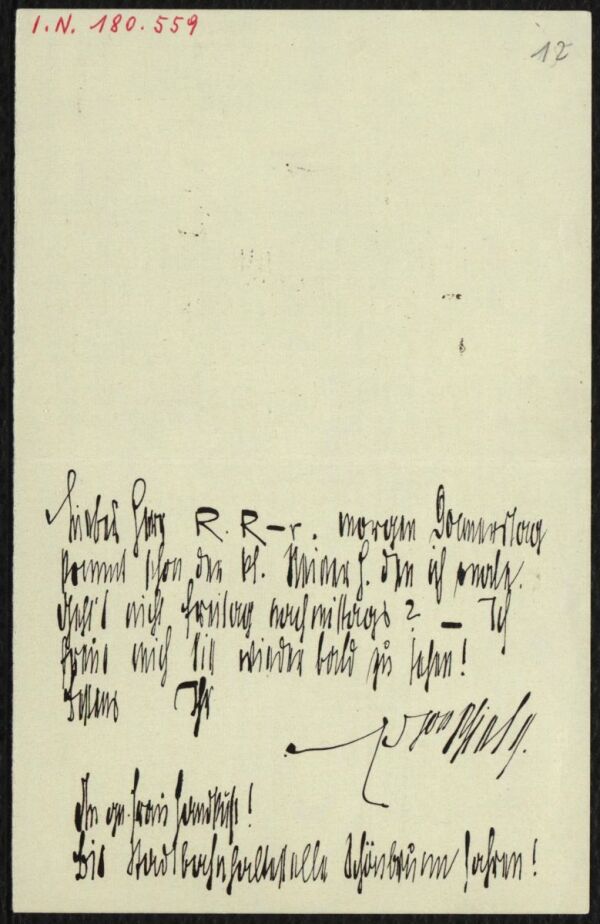 Brief von Egon Schiele an Arthur Roessler 