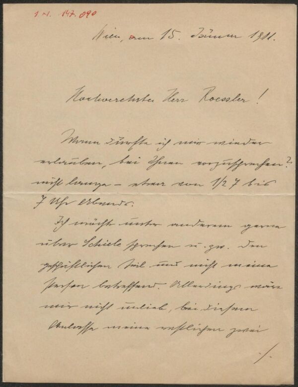 Brief von Heinrich Benesch an Arthur Roessler 