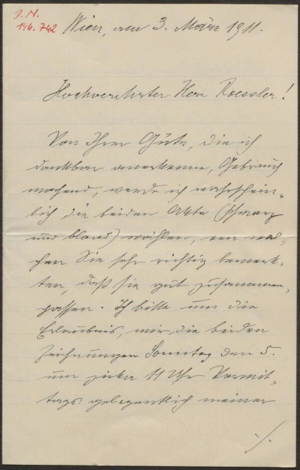 Brief von Heinrich Benesch an Arthur Roessler 