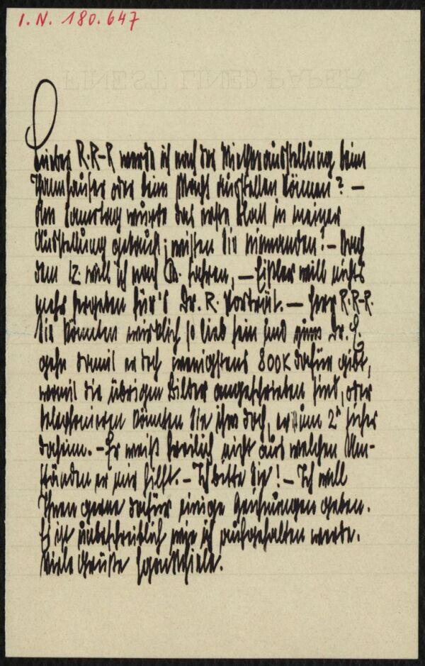 Brief von Egon Schiele an Arthur Roessler 