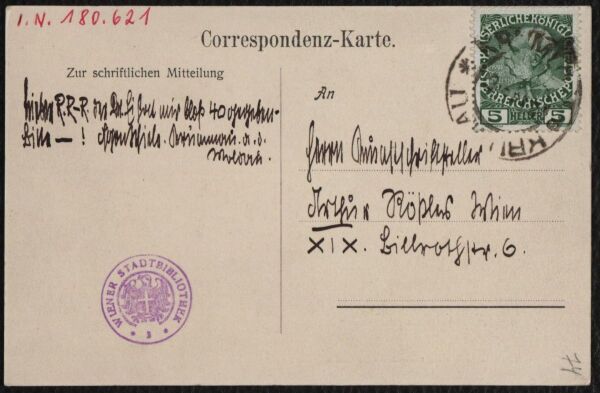 Postkarte von Egon Schiele an Arthur Roessler Bild 2