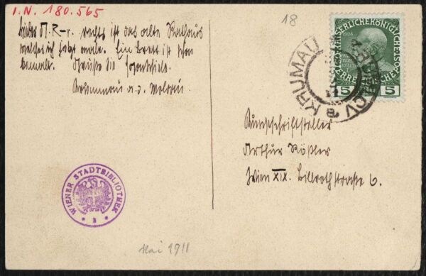 Postkarte von Egon Schiele an Arthur Roessler Bild 2