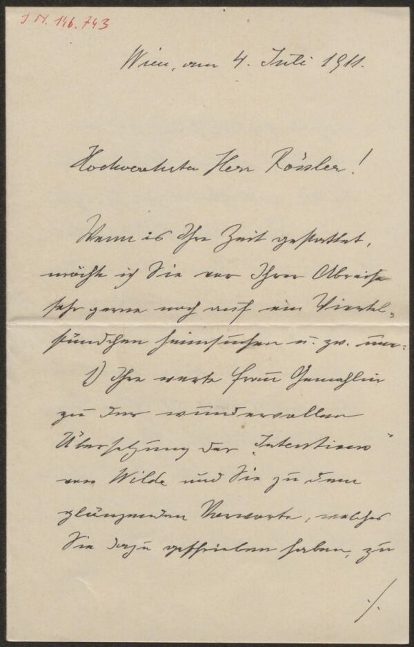 Brief von Heinrich Benesch an Arthur Roessler 