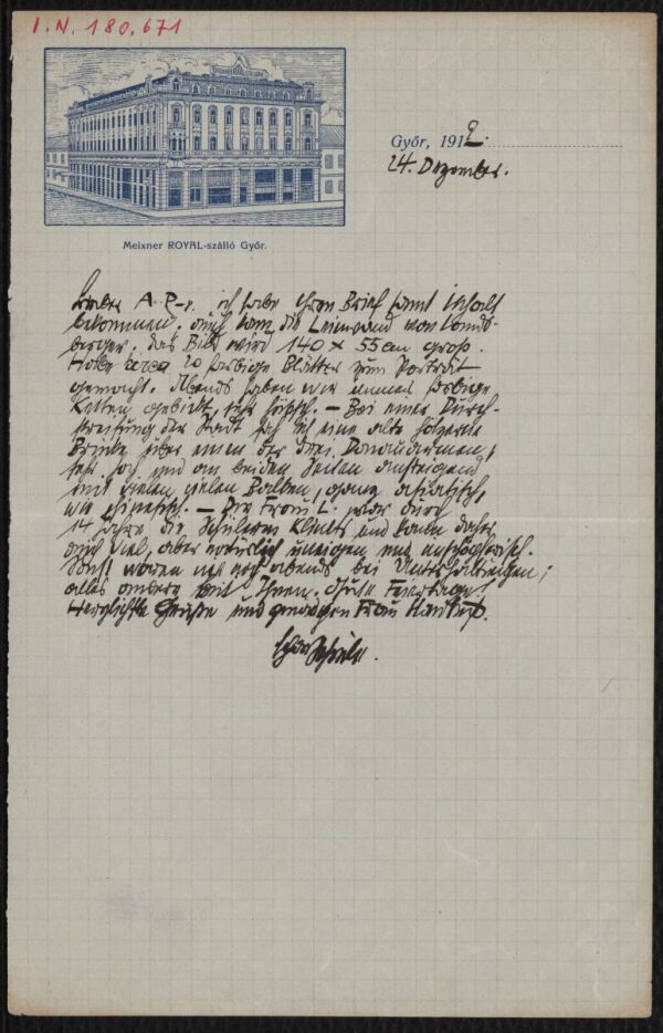 Brief von Egon Schiele an Arthur Roessler 