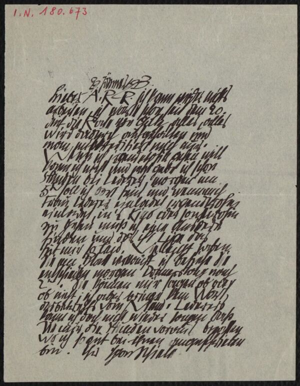 Brief von Egon Schiele an Arthur Roessler 