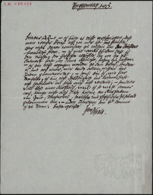 Brief von Egon Schiele an Arthur Roessler 