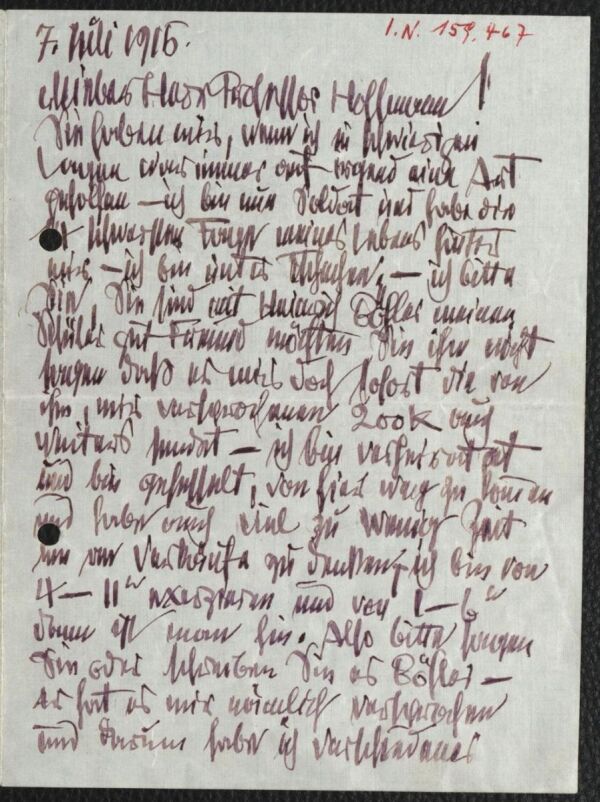 Brief von Egon Schiele an Josef Hoffmann 