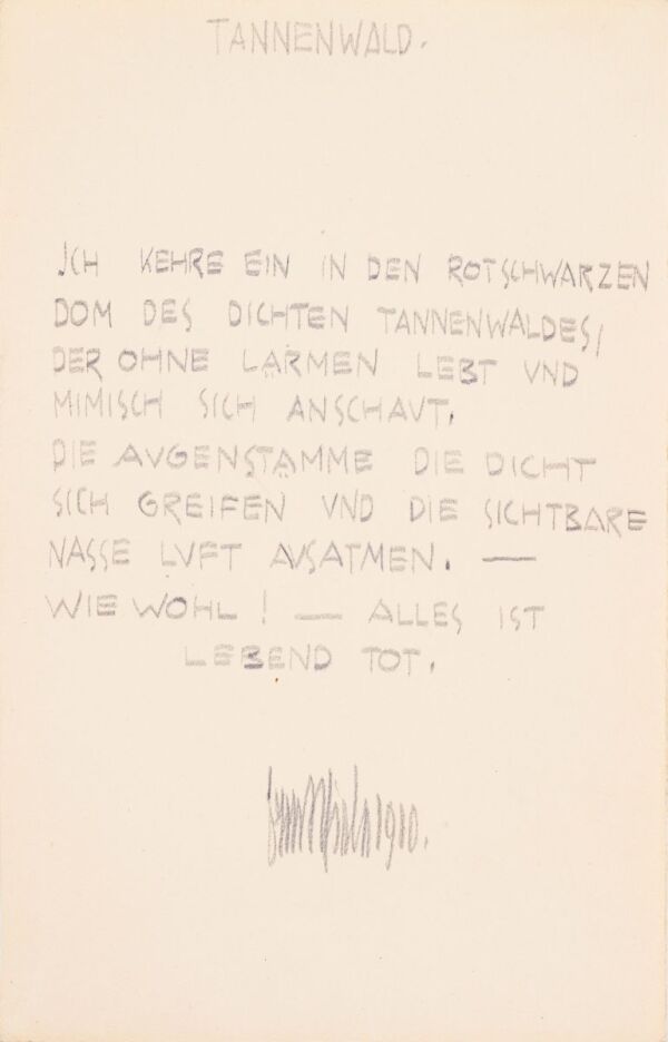 Gedicht von Egon Schiele: „Tannenwald“ Bild 1