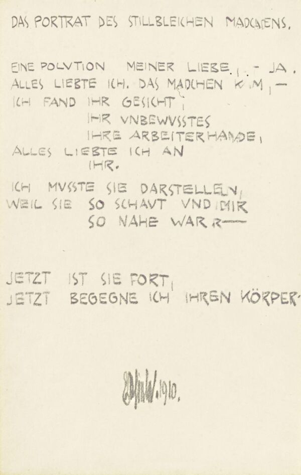 Gedicht von Egon Schiele: „Das Porträt des stillbleichen Mädchens“ Bild 1