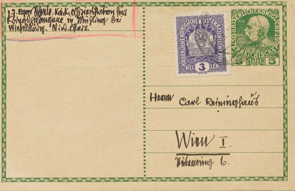 Postkarte von Egon Schiele an Carl Reininghaus Bild 2