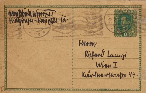 Postkarte von Egon Schiele an Richard Lányi Bild 2