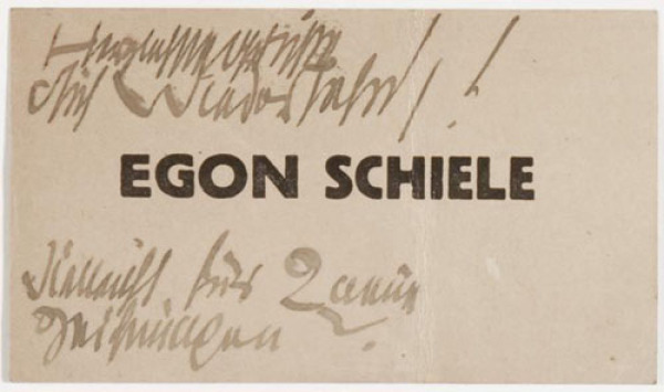 Visitkarte von Egon Schiele mit einer Notiz für Franz Hauer 