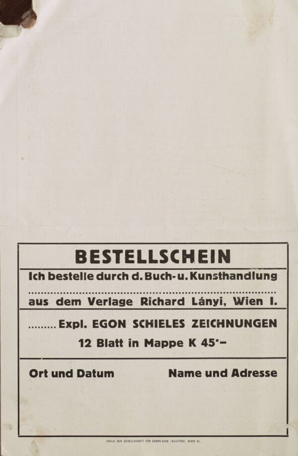 Brief von Egon Schiele an Richard Lányi inkl. originalem Bestellschein für die Lányi-Mappe Bild 4