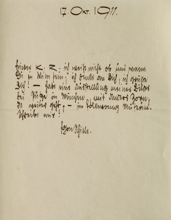 Brief von Egon Schiele an Carl Reininghaus 