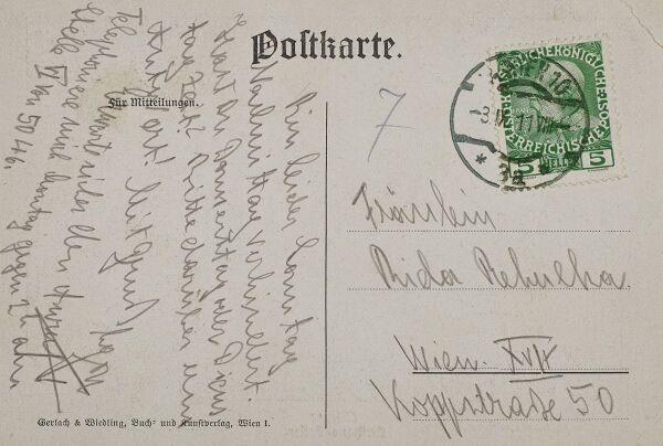 Postkarte von Egon Schiele an Rida Rehulka Bild 2