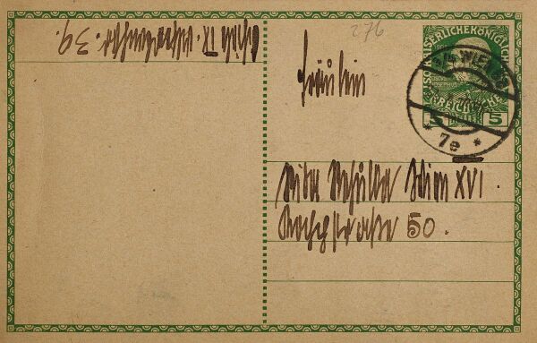 Postkarte von Egon Schiele an Rida Rehulka Bild 2