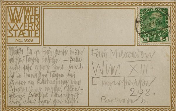 Postkarte von Egon Schiele an Frau Miloradow Bild 2