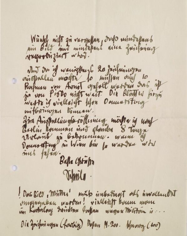 Brief von Egon Schiele an Felix Albrecht Harta Bild 2