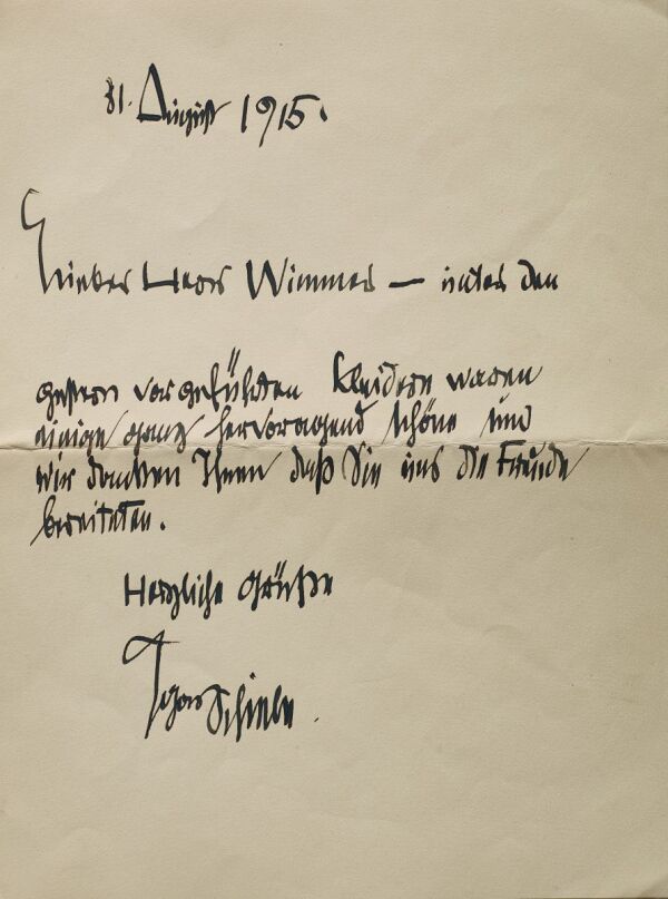 Brief von Egon Schiele an Eduard Wimmer-Wisgrill 