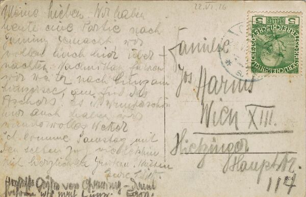 Postkarte von Edith und Egon Schiele an Familie Harms Bild 2