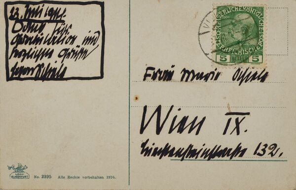 Postkarte von Egon Schiele an Marie Schiele Bild 2