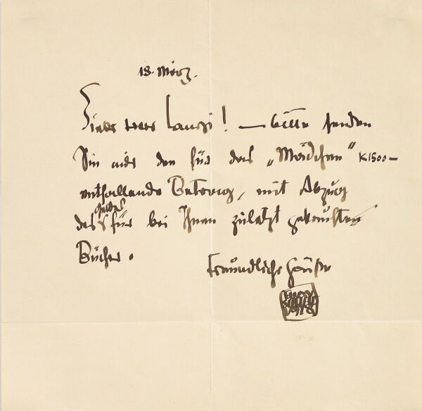 Brief von Egon Schiele an Richard Lányi Bild 1