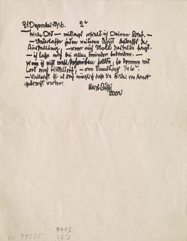 Brief von Egon Schiele an Edith Schiele 