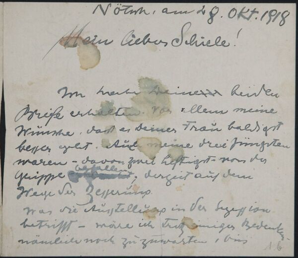 Brief von Anton Kolig an Egon Schiele 