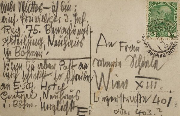 Postkarte von Egon Schiele an Marie Schiele Bild 2