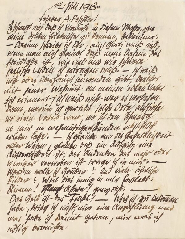 Brief von Egon Schiele an Anton Peschka 