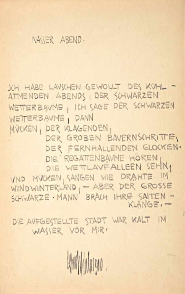 Gedicht von Egon Schiele: „Nasser Abend“ Bild 1