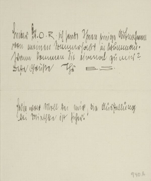 Brief von Egon Schiele an Oskar Reichel 