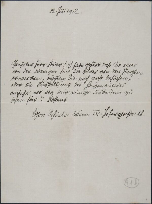 Brief von Egon Schiele an Franz Hauer 