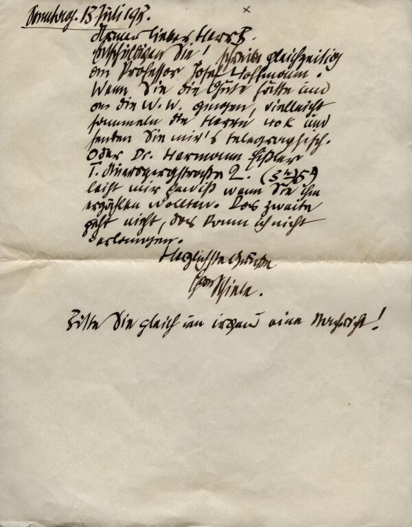 Letter from Egon Schiele to Heinrich Benesch 