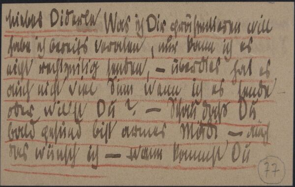 Visitkarte von Egon Schiele mit einer Notiz für Edith Harms 