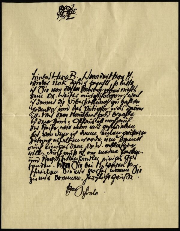 Brief von Egon Schiele an Heinrich Benesch 