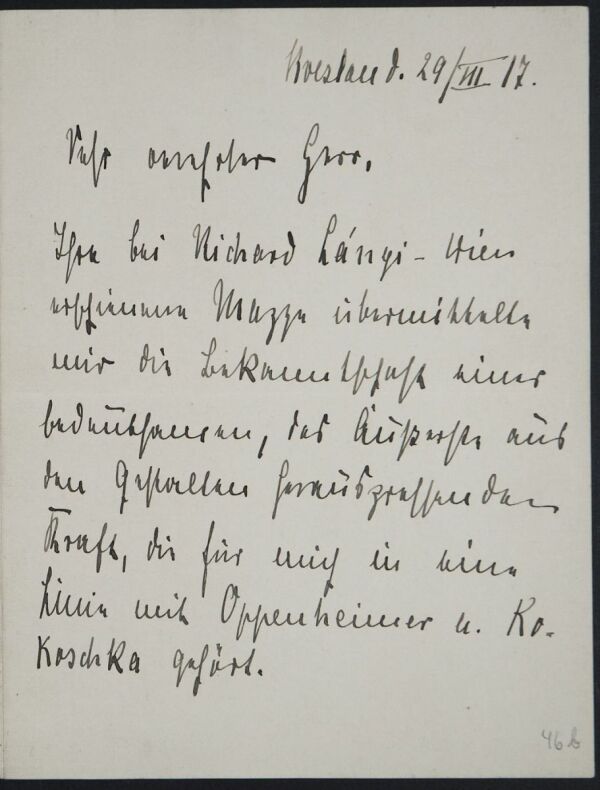 Brief von Helene Heine an Egon Schiele 