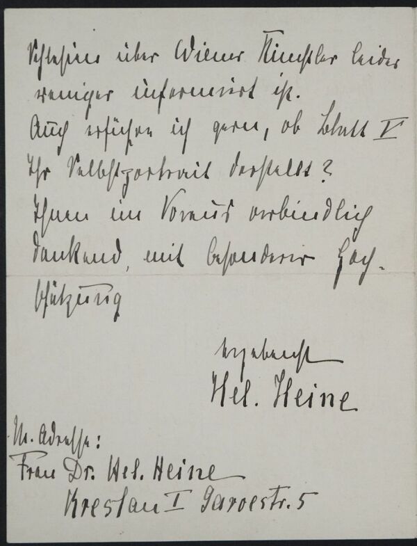 Brief von Helene Heine an Egon Schiele Bild 3