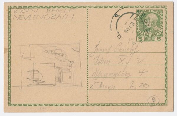 Postkarte von Egon Schiele an Heinrich Benesch Bild 2