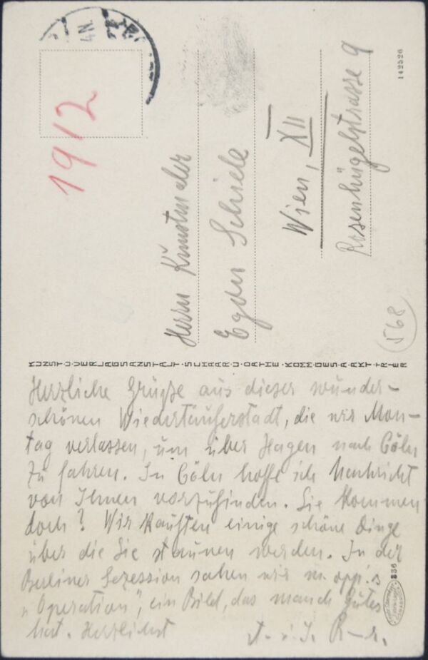 Postkarte von Arthur und Ida Roessler an Egon Schiele Bild 2