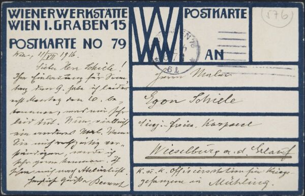 Postkarte von Heinrich Benesch an Egon Schiele 