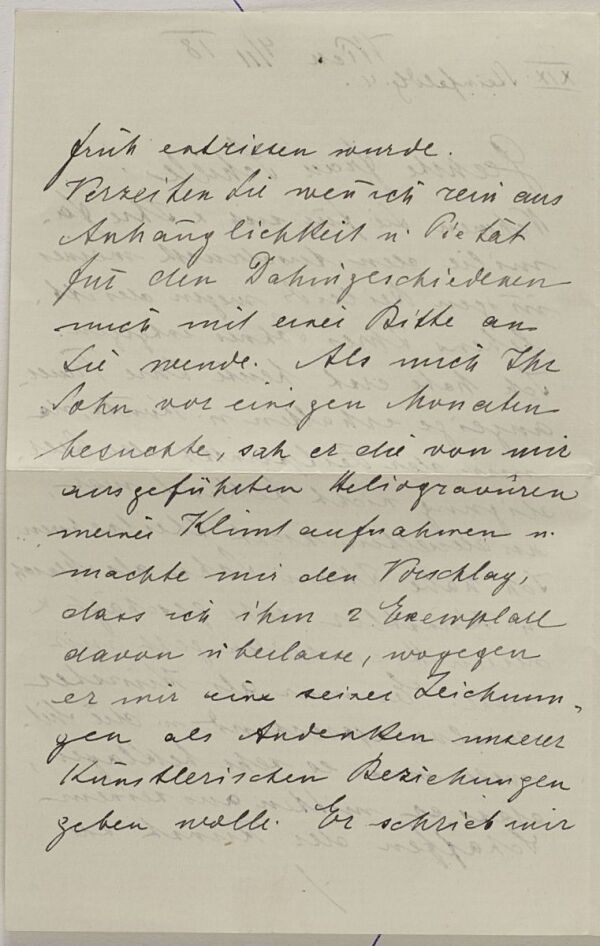 Kondolenzschreiben von Friedrich Viktor Spitzer an Marie Schiele zum Tod von Egon Schiele Bild 2