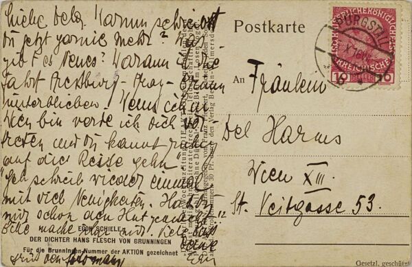 Postkarte von Edith Schiele an Adele Harms Bild 2